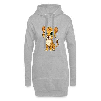 léopard mignon personnage de dessin animé kawaii clipart - Sweat-shirt à capuche long Femme - gris chiné - Devant