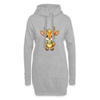 Impala Niedliche Zeichentrickfigur Kawaii Clipart - Hoodie-Kleid - Grau meliert - Vorne