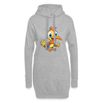 Nashornvogel Niedliche Zeichentrickfigur Kawaii Clipart - Hoodie-Kleid - Grau meliert - Vorne
