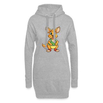 Kangourou Mignon Personnage De Dessin Animé Kawaii Clipart - Sweat-shirt à capuche long Femme - gris chiné - Devant