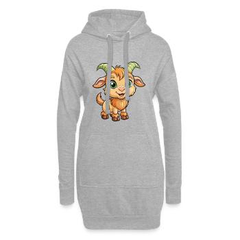 Steinbock Niedliche Zeichentrickfigur Kawaii Clipart - Hoodie-Kleid - Grau meliert - Vorne