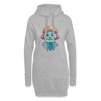 méduse mignon personnage de dessin animé Kawaii Clipart - Sweat-shirt à capuche long Femme - gris chiné - Devant