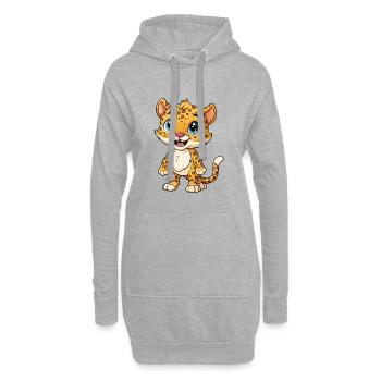 Jaguar Niedliche Zeichentrickfigur Kawaii Clipart - Hoodie-Kleid - Grau meliert - Vorne