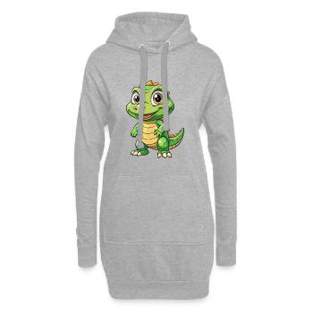 Komodowaran Cartoon Figur Kawaii Clipart - Hoodie-Kleid - Grau meliert - Vorne