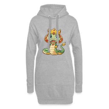 Roi Cobra Mignon Personnage De Dessin Animé Kawaii Clipart - Sweat-shirt à capuche long Femme - gris chiné - Devant