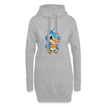 Eisvogel Niedliche Zeichentrickfigur Kawaii Clipart - Hoodie-Kleid - Grau meliert - Vorne