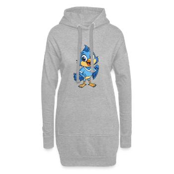 Jay Bird Niedliche Zeichentrickfigur Kawaii Clipart - Hoodie-Kleid - Grau meliert - Vorne