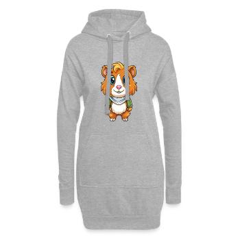 Cochon d’Inde Mignon Personnage De Dessin Animé Kawaii Clipart - Sweat-shirt à capuche long Femme - gris chiné - Devant