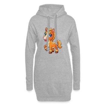 Pferd Niedliche Cartoon Figur Kawaii Clipart - Hoodie-Kleid - Grau meliert - Vorne