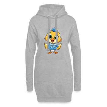 Finch Niedliche Zeichentrickfigur Kawaii Clipart - Hoodie-Kleid - Grau meliert - Vorne