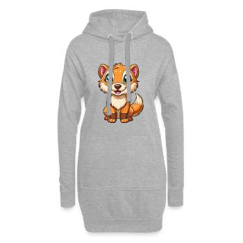 Frettchen Niedliche Zeichentrickfigur Kawaii Clipart - Hoodie-Kleid - Grau meliert - Vorne
