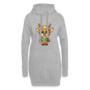 Elch Niedliche Zeichentrickfigur Kawaii Clipart - Hoodie-Kleid - Grau meliert - Vorne