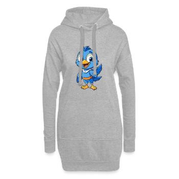 Oiseau bleu de l’Est Dessin animé Personnage Kawaii Clipart - Sweat-shirt à capuche long Femme - gris chiné - Devant