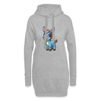 Esel Niedliche Zeichentrickfigur Kawaii Clipart - Hoodie-Kleid - Grau meliert - Vorne