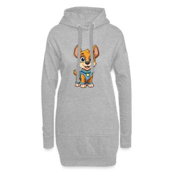 Hund Niedliche Zeichentrickfigur Kawaii Clipart - Hoodie-Kleid - Grau meliert - Vorne