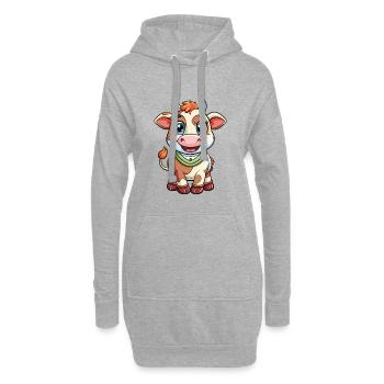 vache mignon personnage de dessin animé Kawaii Clipart - Sweat-shirt à capuche long Femme - gris chiné - Devant