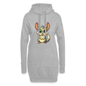Chinchillas Mignon Personnage De Dessin Animé Kawaii Clipart - Sweat-shirt à capuche long Femme - gris chiné - Devant