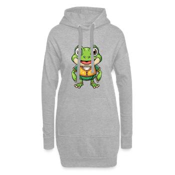 grenouille mignon personnage de dessin animé Kawaii Clipart - Sweat-shirt à capuche long Femme - gris chiné - Devant