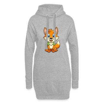 Fuchs Niedliche Zeichentrickfigur Kawaii Clipart - Hoodie-Kleid - Grau meliert - Vorne