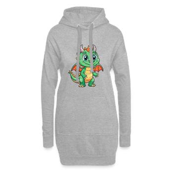 Drache Niedliche Zeichentrickfigur Kawaii Clipart - Hoodie-Kleid - Grau meliert - Vorne