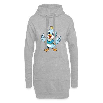 Taube Niedliche Zeichentrickfigur Kawaii Clipart - Hoodie-Kleid - Grau meliert - Vorne