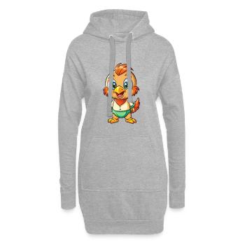 Kreuzschnabel Niedliche Zeichentrickfigur Kawaii Clipart - Hoodie-Kleid - Grau meliert - Vorne