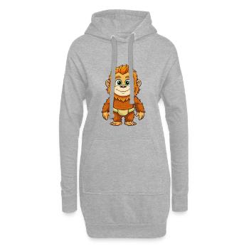 BigFoot Niedliche Zeichentrickfigur Kawaii Clipart - Hoodie-Kleid - Grau meliert - Vorne