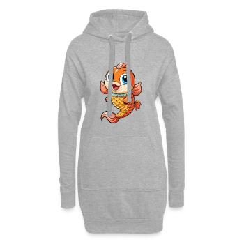 carpe mignon personnage de dessin animé kawaii clipart - Sweat-shirt à capuche long Femme - gris chiné - Devant