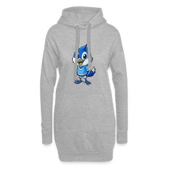 Geai bleu mignon personnage de dessin animé Kawaii Clipart - Sweat-shirt à capuche long Femme - gris chiné - Devant