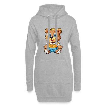 ours mignon personnage de dessin animé Kawaii Clipart - Sweat-shirt à capuche long Femme - gris chiné - Devant