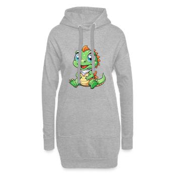 Basilisk Niedliche Zeichentrickfigur Kawaii Clipart - Hoodie-Kleid - Grau meliert - Vorne
