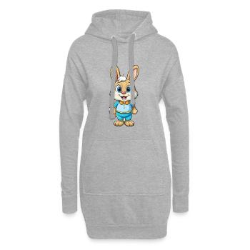 Hase Niedliche Cartoon Figur Kawaii Clipart - Hoodie-Kleid - Grau meliert - Vorne