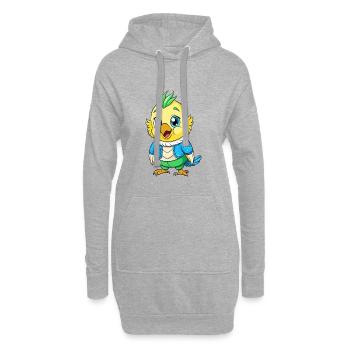 Perruche perruche mignon personnage de dessin animé Kawaii Clipart - Sweat-shirt à capuche long Femme - gris chiné - Devant