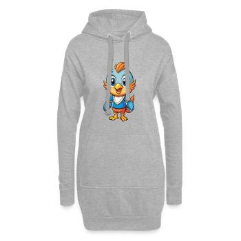 Vogel Niedliche Zeichentrickfigur Kawaii Clipart - Hoodie-Kleid - Grau meliert - Vorne