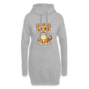 Bengal Tiger Cartoon Figur Kawaii Clipart - Hoodie-Kleid - Grau meliert - Vorne