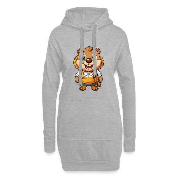 Castor Mignon Personnage De Dessin Animé Kawaii Clipart - Sweat-shirt à capuche long Femme - gris chiné - Devant