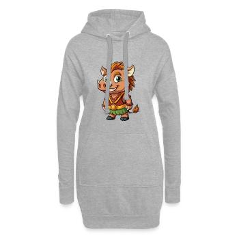 Wildschwein Niedliche Zeichentrickfigur Kawaii Clipart - Hoodie-Kleid - Grau meliert - Vorne