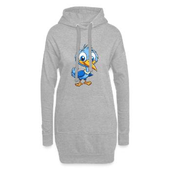 Blauer Reiher Niedliche Zeichentrickfigur Kawaii Clipart - Hoodie-Kleid - Grau meliert - Vorne