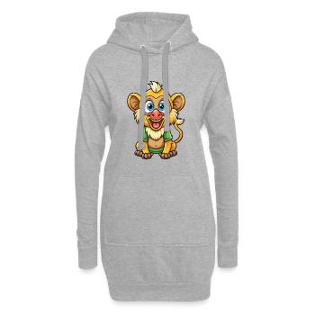 Babouin Mignon Personnage De Dessin Animé Kawaii Clipart - Sweat-shirt à capuche long Femme - gris chiné - Devant