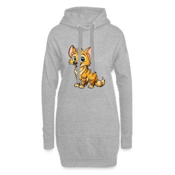 Aardwolf Mignon Personnage De Dessin Animé Kawaii Clipart - Sweat-shirt à capuche long Femme - gris chiné - Devant