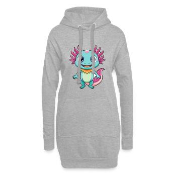 axolotl mignon personnage de dessin animé Kawaii Clipart - Sweat-shirt à capuche long Femme - gris chiné - Devant