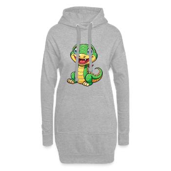 Anaconda Niedliche Zeichentrickfigur Kawaii Clipart - Hoodie-Kleid - Grau meliert - Vorne