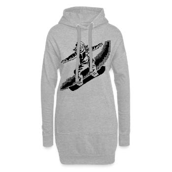 Snowboarder Pixel Art - Sweat-shirt à capuche long Femme - gris chiné - Devant