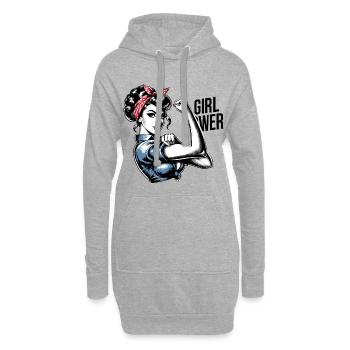 Girl Power Force Femme Rockabilly Cadeau - Sweat-shirt à capuche long Femme - gris chiné - Devant
