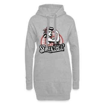 Stärke starke Frau Rockabilly Geschenk - Hoodie-Kleid - Grau meliert - Vorne