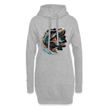 Cadeau de dinosaure T-Rex rugissant - Sweat-shirt à capuche long Femme - gris chiné - Devant