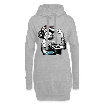 Stärke starke Frau Rockabilly Geschenk - Hoodie-Kleid - Grau meliert - Vorne