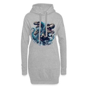 Brüllendes T-Rex Trio Dinosaurier Geschenk - Hoodie-Kleid - Grau meliert - Vorne