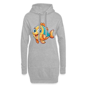 poisson mignon personnage de dessin animé Kawaii Clipart - Sweat-shirt à capuche long Femme - gris chiné - Devant