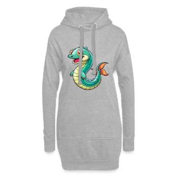 Anguille Mignon Dessin Animé Personnage Kawaii Clipart - Sweat-shirt à capuche long Femme - gris chiné - Devant